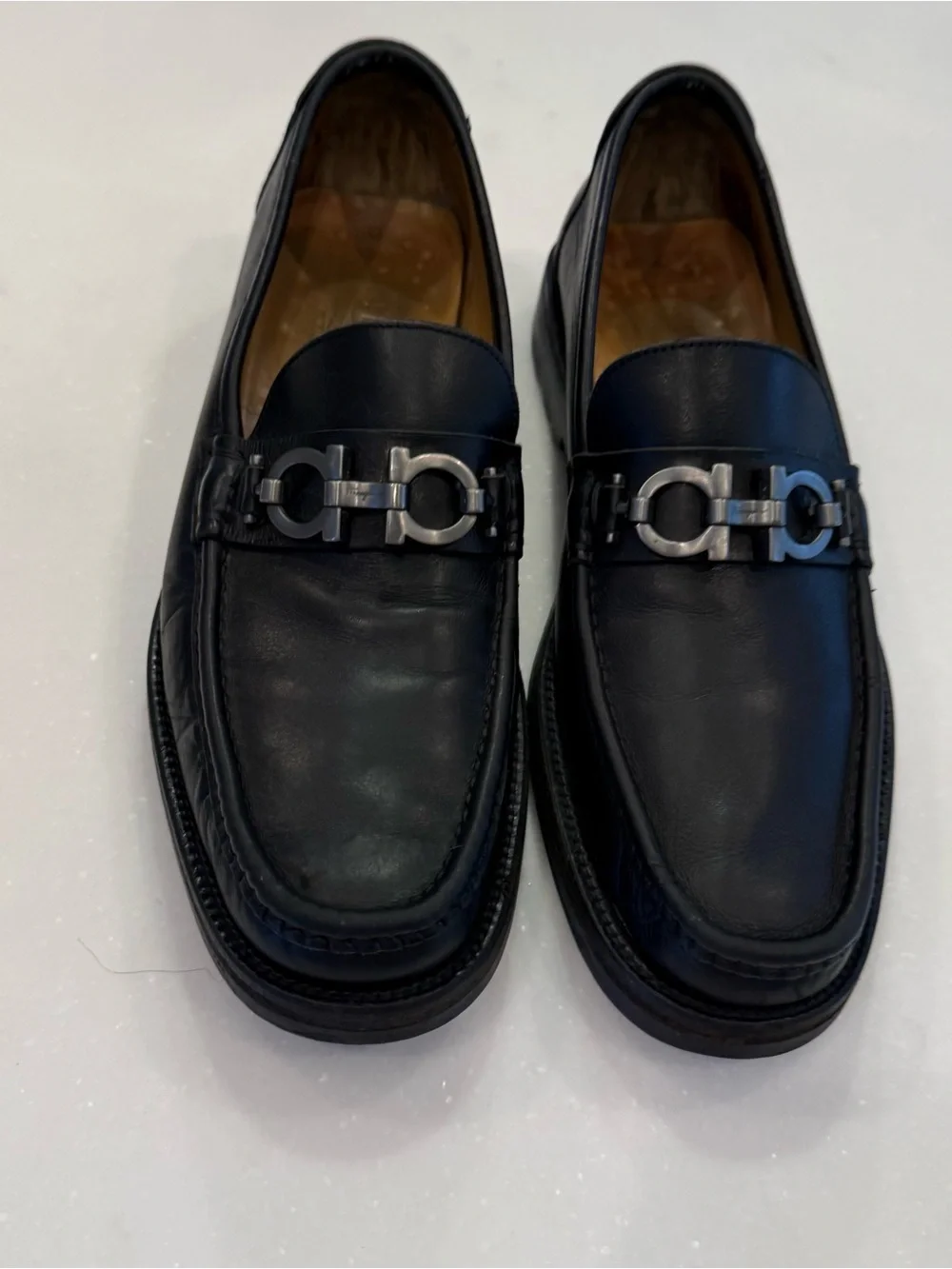 Salvatore Ferragamo Men’s David Gancini Bit Leather Loafers Black Sz 7D Wms 8.5
